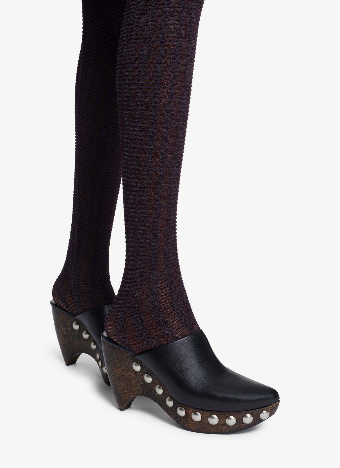 Le Sabot clogs in calfskin & wood ALAÏA BLACK LE SABOT CLOGS IN CALFSKIN & WOOD